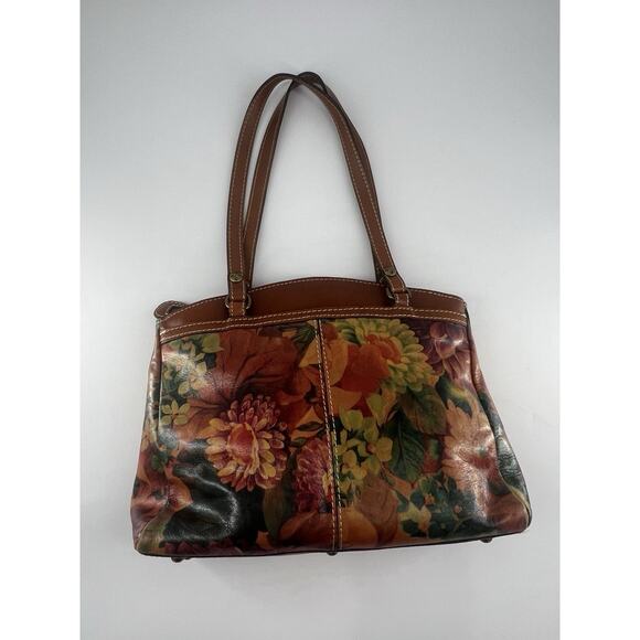 Patricia Nash Purse Floral Leather Brown Bag Poppy Spring Handbag Shoulder Tote - Picture 1 of 16